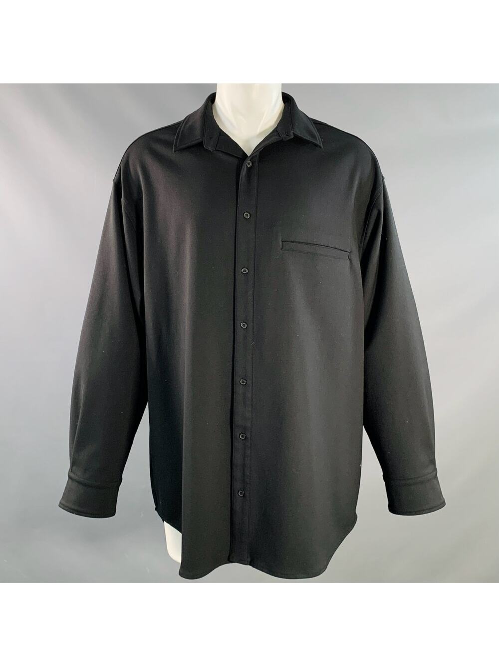 ENTIRE STUDIOS Black Polyester Blend One Pocket Oversized Long Sleeve Shirt